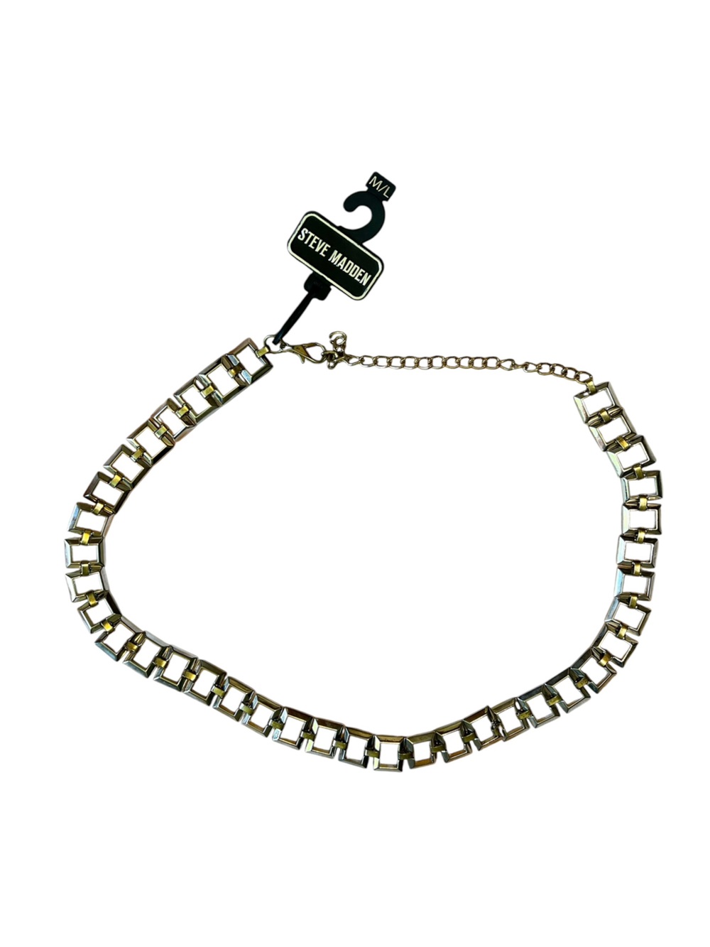 Steve Madden Gold Silver Square-Link Chain Belt